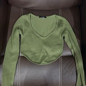 Forever 21 Olive Ribbed Crop Top